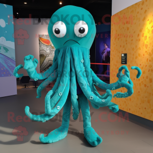 Turquoise Kraken mascotte...