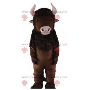 Mascotte bisonte marrone con corna rosa - Redbrokoly.com