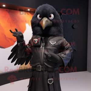 nan Crow mascot costume character dressed with a Moto Jacket and Smartwatches
