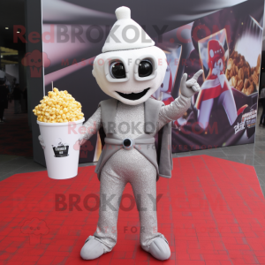 Sølv Pop Corn maskot drakt...