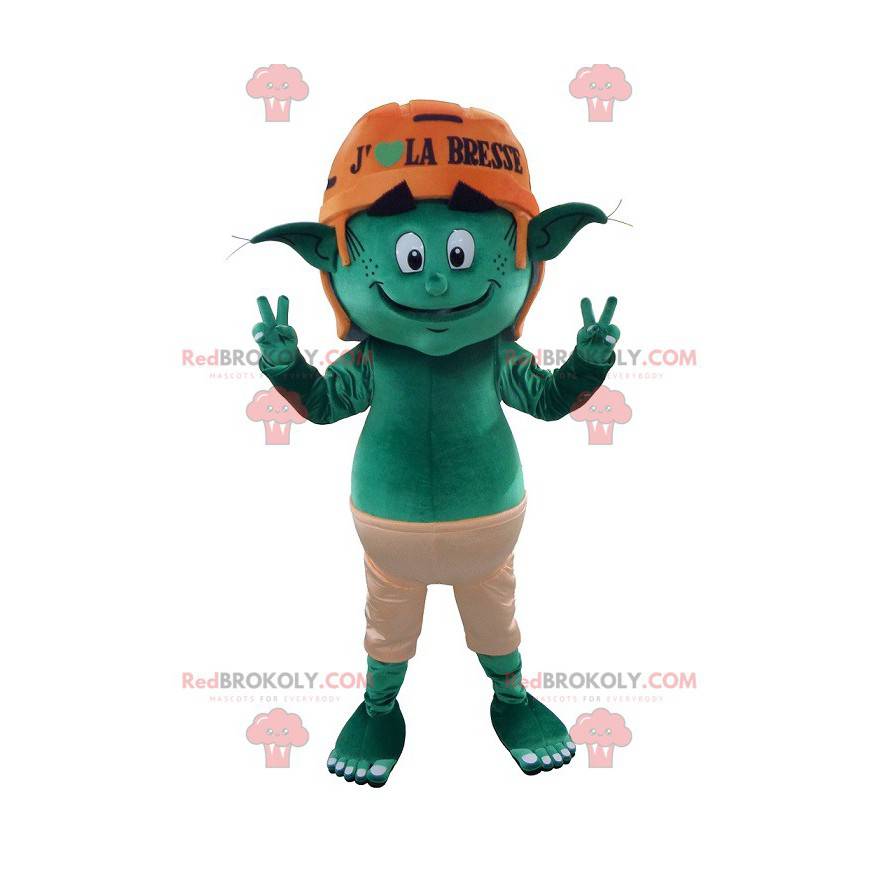 Groene kabouter elf mascotte - Redbrokoly.com