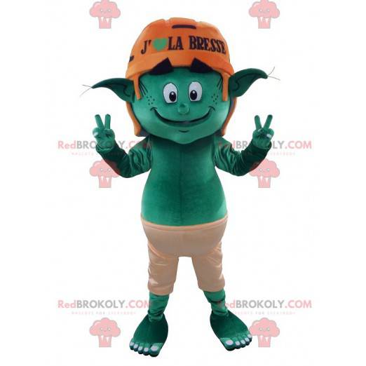 Groene kabouter elf mascotte - Redbrokoly.com