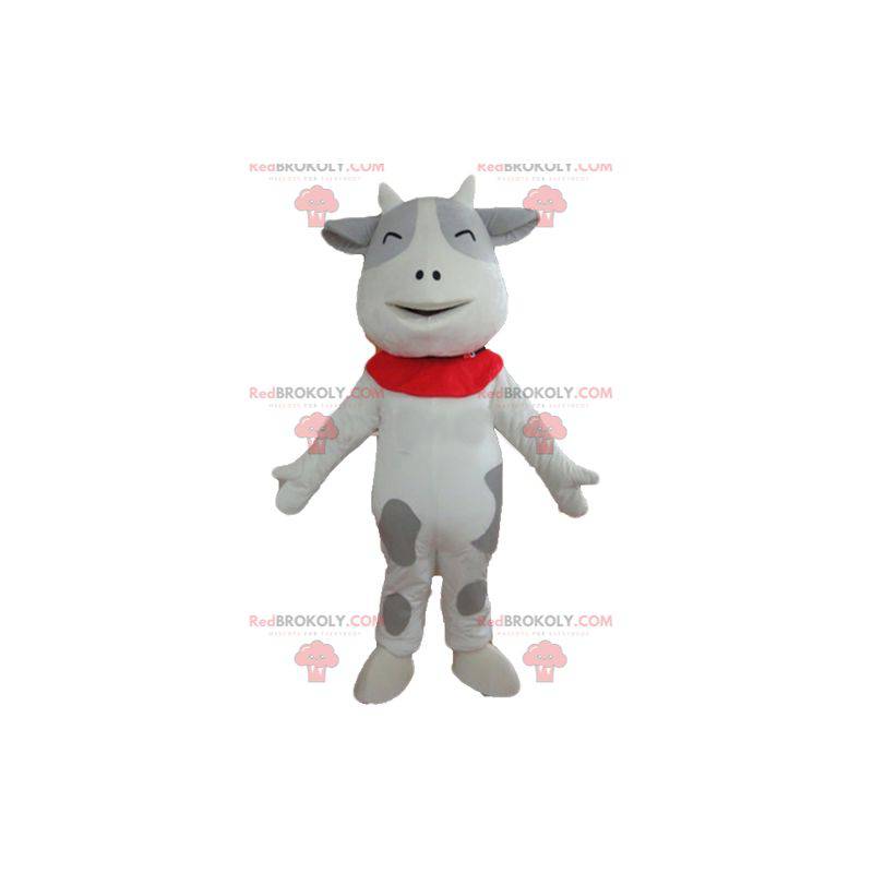Cheerful and touching white and gray cow mascot - Redbrokoly.com Cheerful and touching white and gray cow mascot - Redbrokoly.com