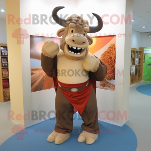 nan Minotaur mascot costume character dressed with a Trousers and Wraps