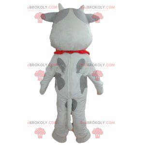 Cheerful and touching white and gray cow mascot - Redbrokoly.com