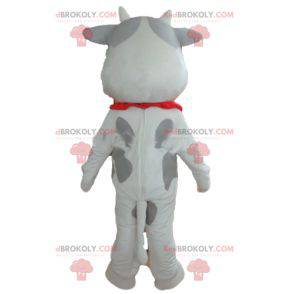 Cheerful and touching white and gray cow mascot - Redbrokoly.com