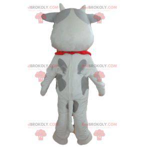 Cheerful and touching white and gray cow mascot - Redbrokoly.com