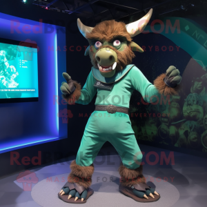 nan Minotaur mascot costume character dressed with a Trousers and Wraps