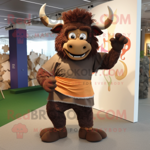 nan Minotaur mascot costume character dressed with a Trousers and Wraps