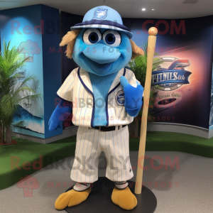 Blue Kiwi mascot costume character dressed with a Baseball Tee and Bow ties