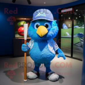 Blue Kiwi mascot costume character dressed with a Baseball Tee and Bow ties