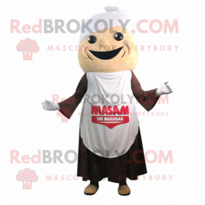 nan Steak mascot costume character dressed with a Empire Waist Dress and Wraps