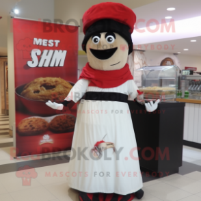 nan Steak mascot costume character dressed with a Empire Waist Dress and Wraps