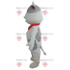 Cheerful and touching white and gray cow mascot - Redbrokoly.com