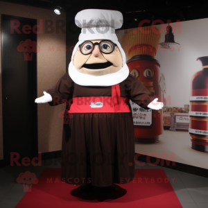 nan Steak mascot costume character dressed with a Empire Waist Dress and Wraps