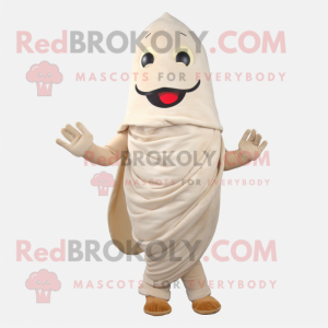 Beige Pepper mascot costume character dressed with a Bodysuit and Wraps