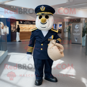 Navy Chief mascot costume character dressed with a Henley Shirt and Handbags