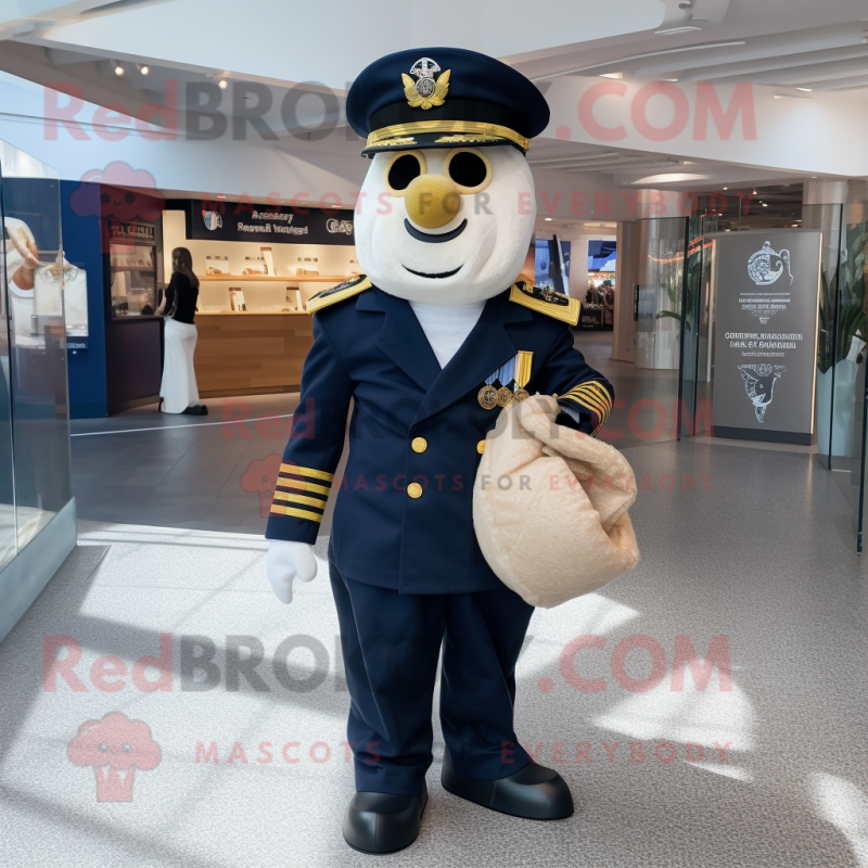 Navy Chief mascot costume character dressed with a Henley Shirt and Handbags Navy Chief mascot costume character dressed with a Henley Shirt and Handbags