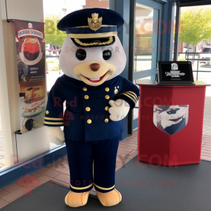 Navy Chief mascot costume character dressed with a Henley Shirt and Handbags