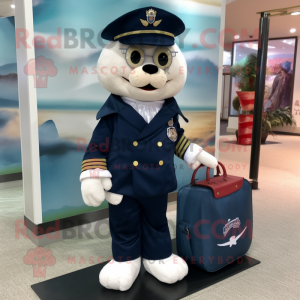 Navy Chief mascot costume character dressed with a Henley Shirt and Handbags