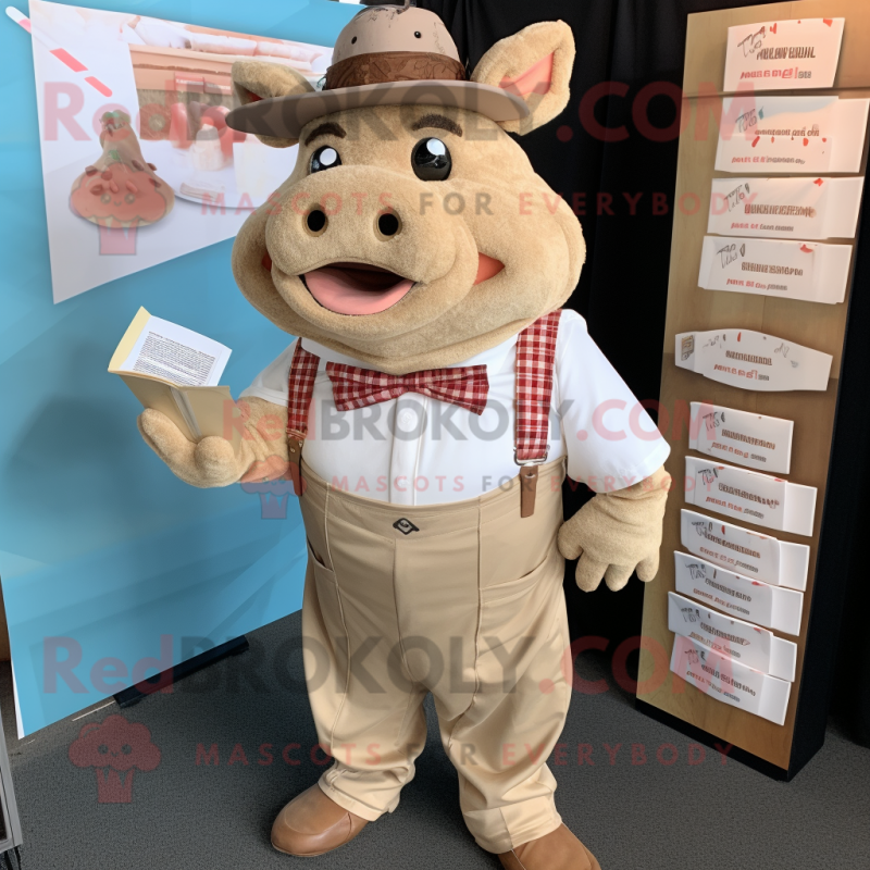 Tan Pulled Pork Sandwich mascot costume character dressed with a Button-Up Shirt and Pocket squares Tan Pulled Pork Sandwich mascot costume character dressed with a Button-Up Shirt and Pocket squares