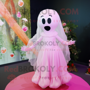 Pink Ghost maskot kostume...