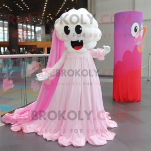 Pink Ghost maskot kostym...