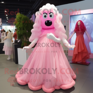 Pink Ghost maskot kostume...