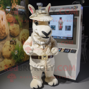 Cream Donkey maskot kostume...