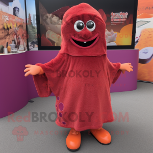 Rust Raspberry mascot costume character dressed with a Maxi Skirt and Mittens