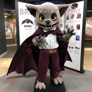 Maroon Bat mascot costume character dressed with a Dress Shirt and Scarves