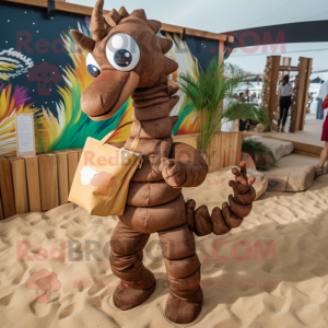 Brun Sea Horse maskot drakt...