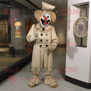 Beige boze clown mascotte...