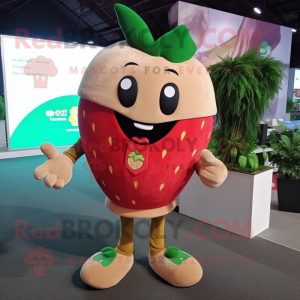 Tan Strawberry mascot costume character dressed with a Bermuda Shorts and Anklets