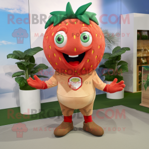 Tan Strawberry mascot costume character dressed with a Bermuda Shorts and Anklets
