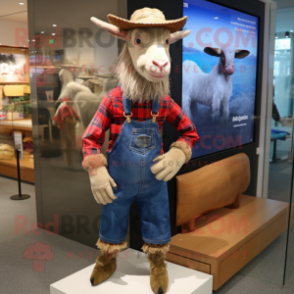 nan Goat mascot costume character dressed with a Bootcut Jeans and Hats