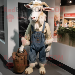 nan Goat mascot costume character dressed with a Bootcut Jeans and Hats