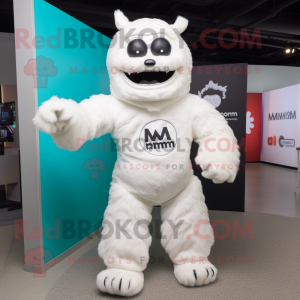 White Momentum mascot costume character dressed with a Romper and Wraps