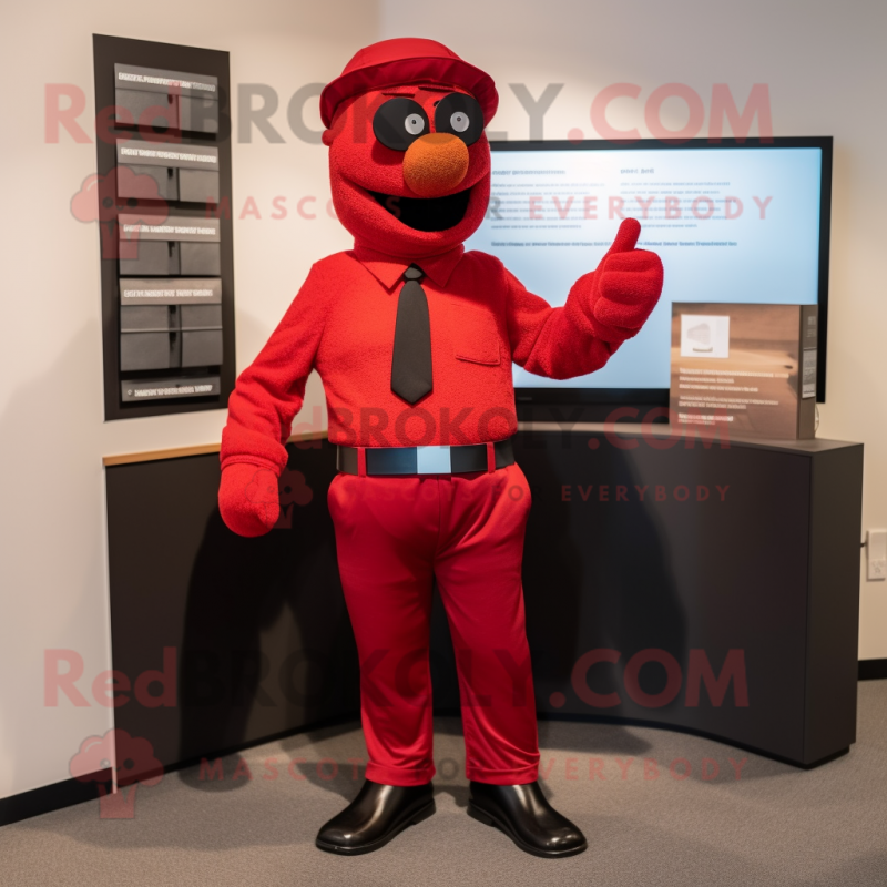 Red Attorney mascot costume character dressed with a Cargo Pants and Cummerbunds