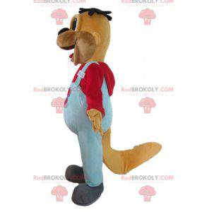 Mascotte castoro marrone con tuta blu - Redbrokoly.com