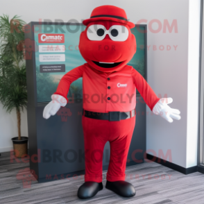 Red Attorney mascot costume character dressed with a Cargo Pants and Cummerbunds