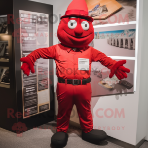 Red Attorney mascot costume character dressed with a Cargo Pants and Cummerbunds