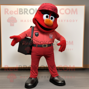 Red Attorney mascot costume character dressed with a Cargo Pants and Cummerbunds