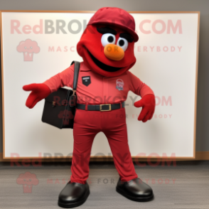 Red Attorney mascot costume character dressed with a Cargo Pants and Cummerbunds