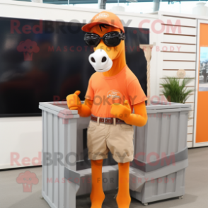 Orange Horse mascot costume character dressed with a Cargo Shorts and Sunglasses