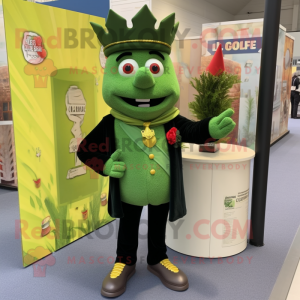 Olive King mascot costume character dressed with a Trousers and Pocket squares