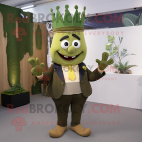 Olive King mascot costume character dressed with a Trousers and Pocket squares