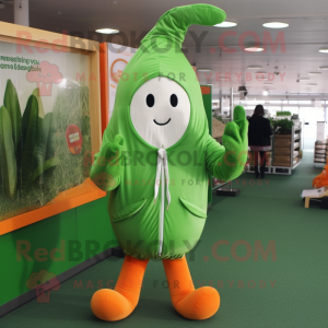 Green Carrot mascot costume character dressed with a Windbreaker and Ties