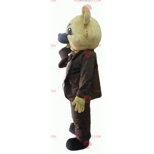 Mascote coala bege em traje marrom e chapéu - Redbrokoly.com