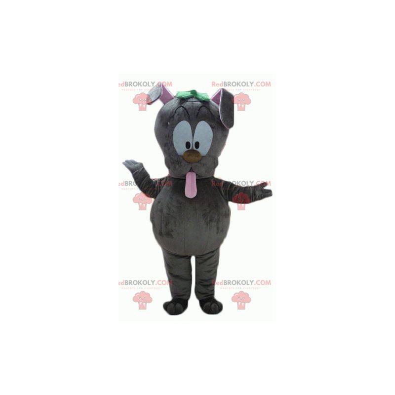 Gray rabbit mascot sticking out its tongue - Redbrokoly.com